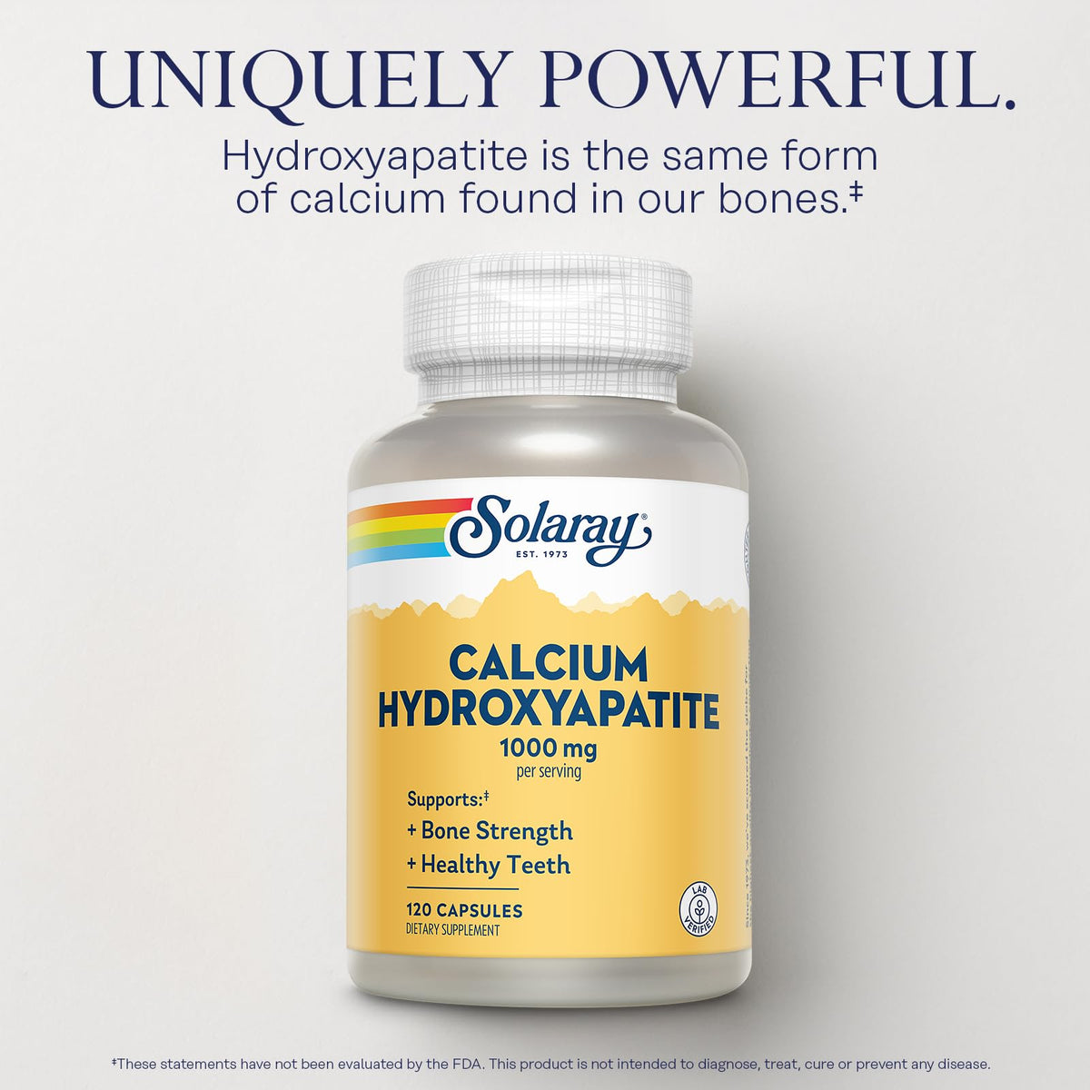 SOLARAY Calcium Hydroxyapatite 1000mg capsules sur fond blanc