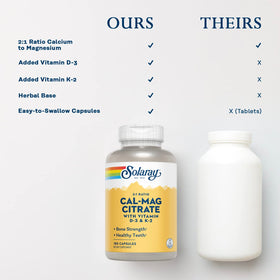 SOLARAY Calcium Magnésium Citrate 2:1 capsules sur fond neutre
