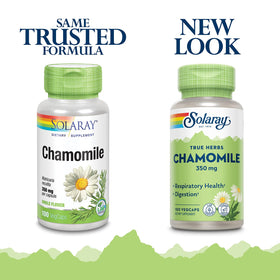SOLARAY Camomille 100 VegCaps en gros plan sur les capsules