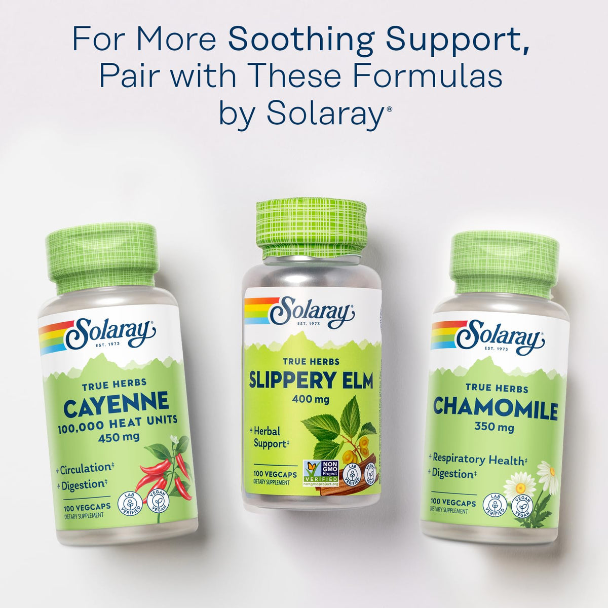 SOLARAY capsules d'écorce de Slippery Elm 400 mg illustration des ingrédients
