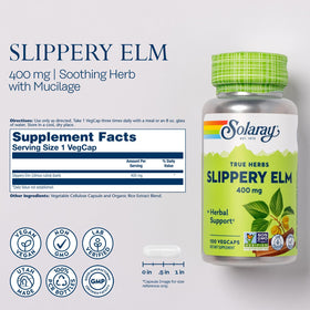 SOLARAY capsules d'écorce de Slippery Elm 400 mg prise en main
