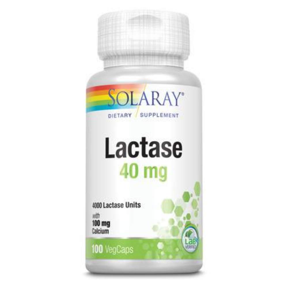 SOLARAY Capsules de Lactase 40mg en emballage de 100 capsules