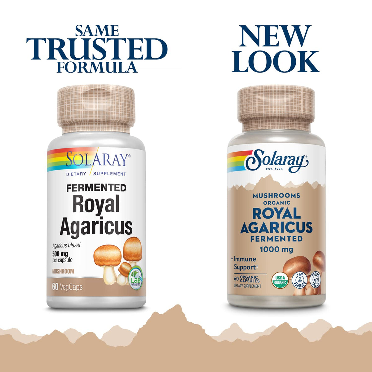SOLARAY Champignon Agaricus Royal Fermenté 500 mg 60 VegCaps - vue de côté
