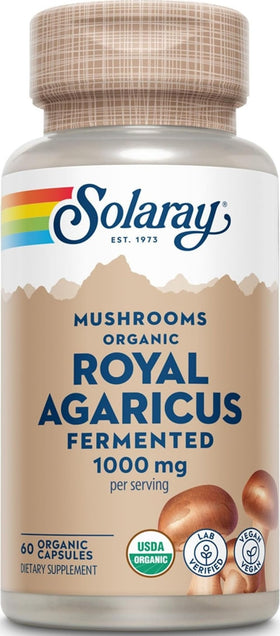 SOLARAY Champignon Agaricus Royal Fermenté 500 mg 60 VegCaps - vue de face