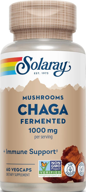 SOLARAY Champignon Chaga Fermenté 1000 mg 60 VegCaps - vue avant