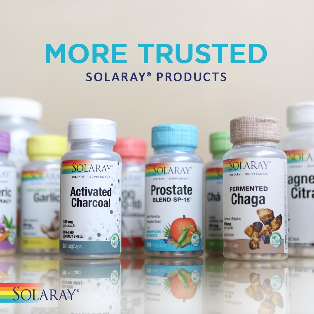 SOLARAY Champignon Chaga Fermenté - capsules sur fond blanc
