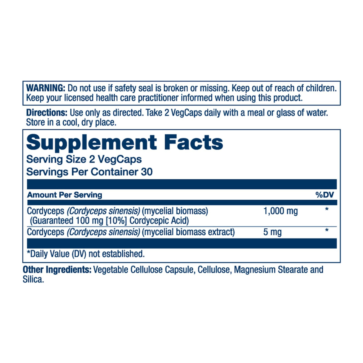 SOLARAY Champignon Cordyceps Fermenté 1000 mg 60 VegCaps emballage