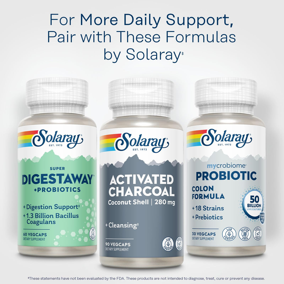 SOLARAY Charbon Actif 90 VegCaps avec ingrédients naturels