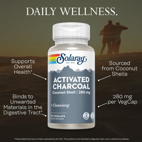 SOLARAY Charbon Actif 90 VegCaps capsules individuelles