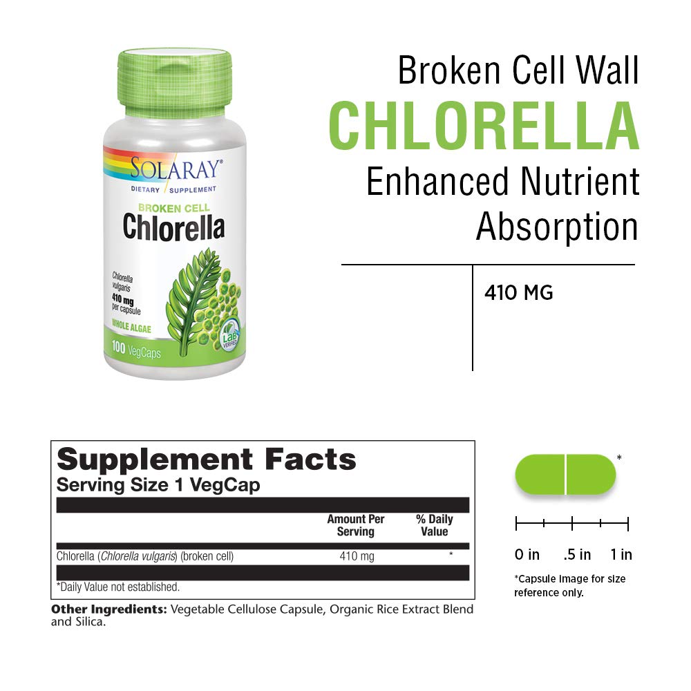 SOLARAY Chlorella 410 mg capsule avec étiquette