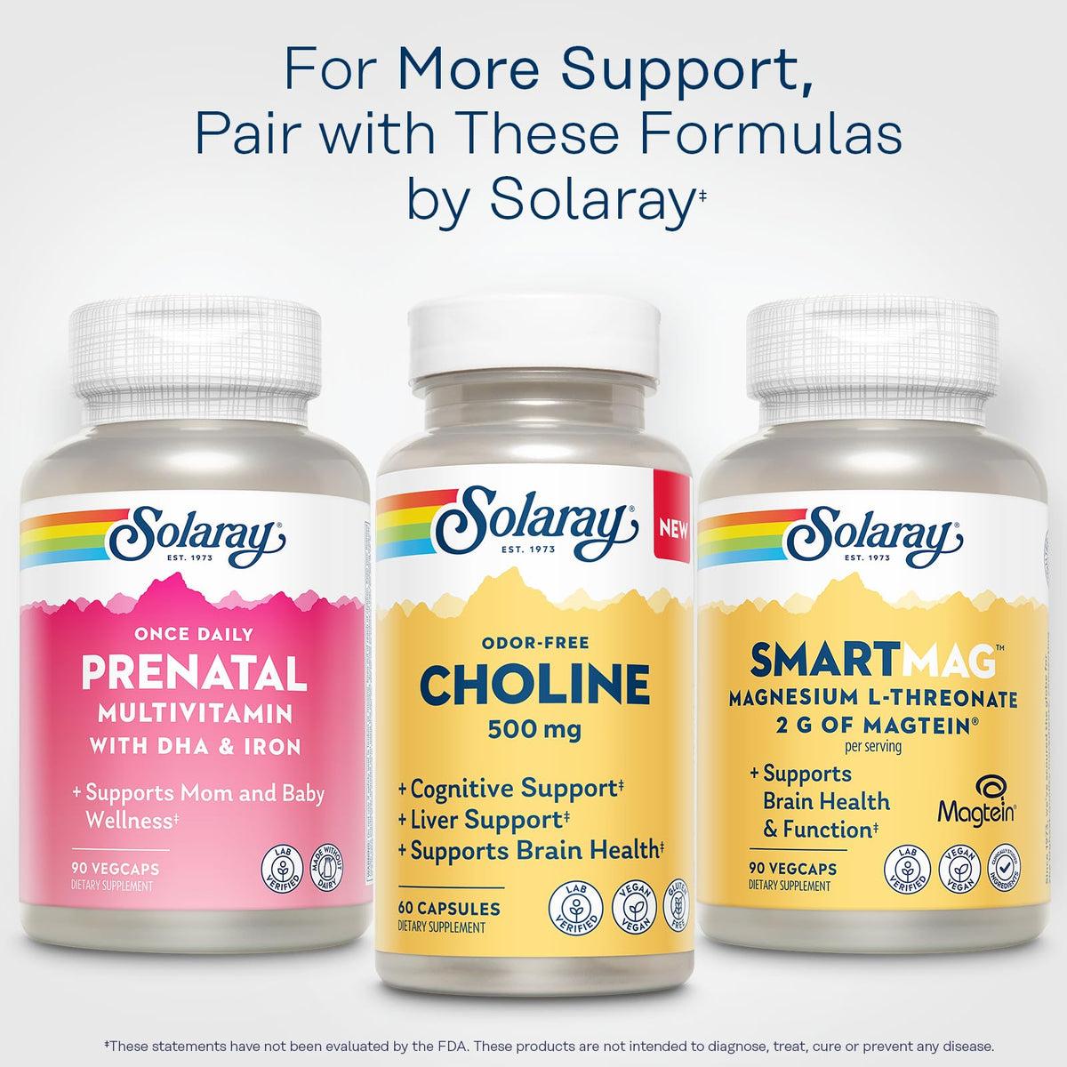 SOLARAY Choline 500 mg avec vue rapprochée de la capsule