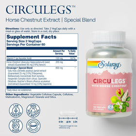SOLARAY CircuLegs 120 VegCaps ingrédients sur l'emballage