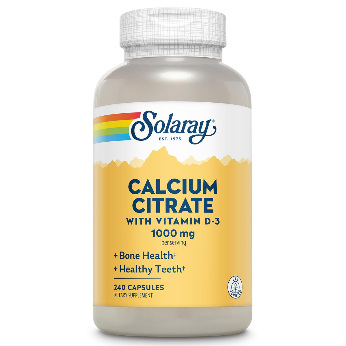 SOLARAY Citrate de Calcium 1000 mg avec Vitamine D3, emballage avant