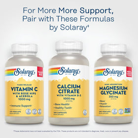 SOLARAY Citrate de Calcium 1000 mg, capsules sur fond blanc