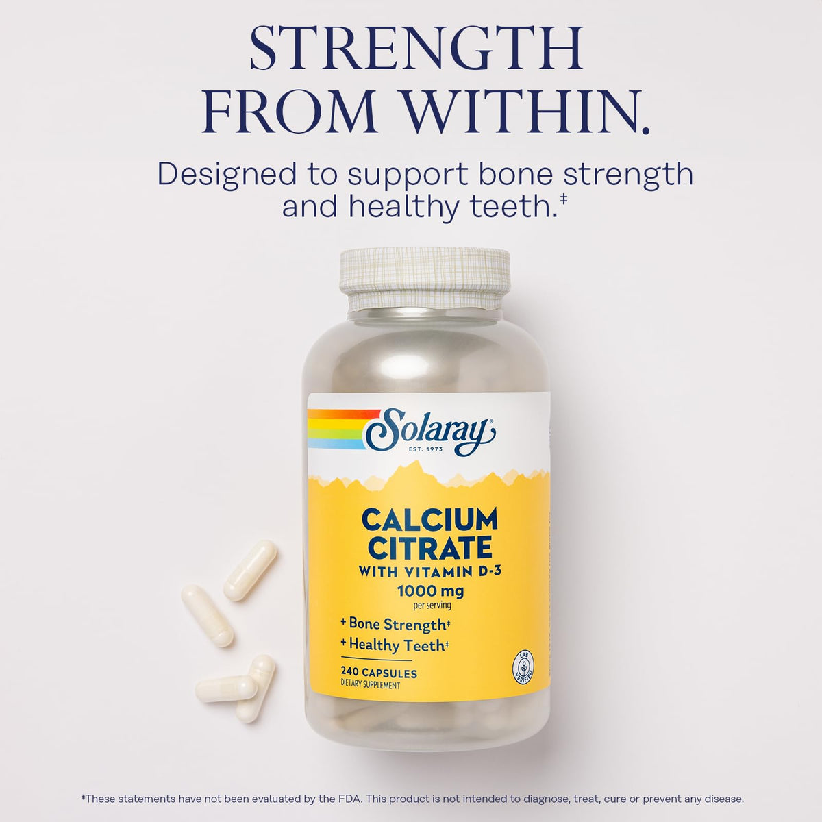 SOLARAY Citrate de Calcium 1000 mg, étiquette détaillée