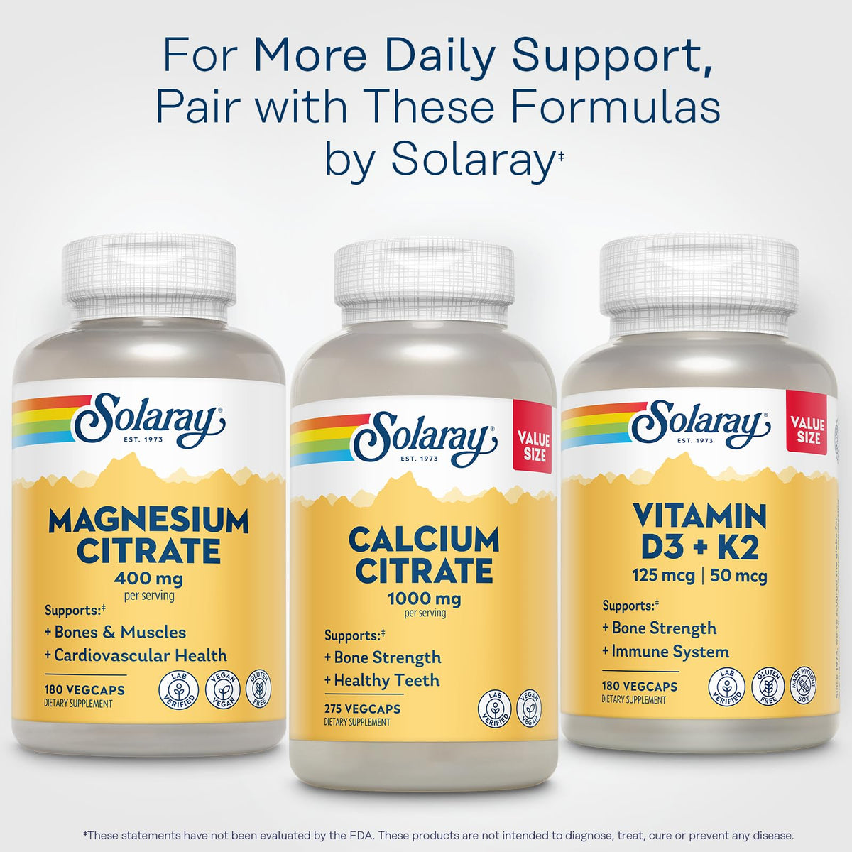 SOLARAY Citrate de Magnésium 400 mg 180 Capsules Végétales - packaging
