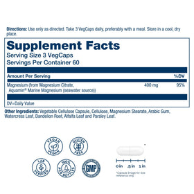SOLARAY Citrate de Magnésium 400 mg 180 Capsules Végétales - vue arrière