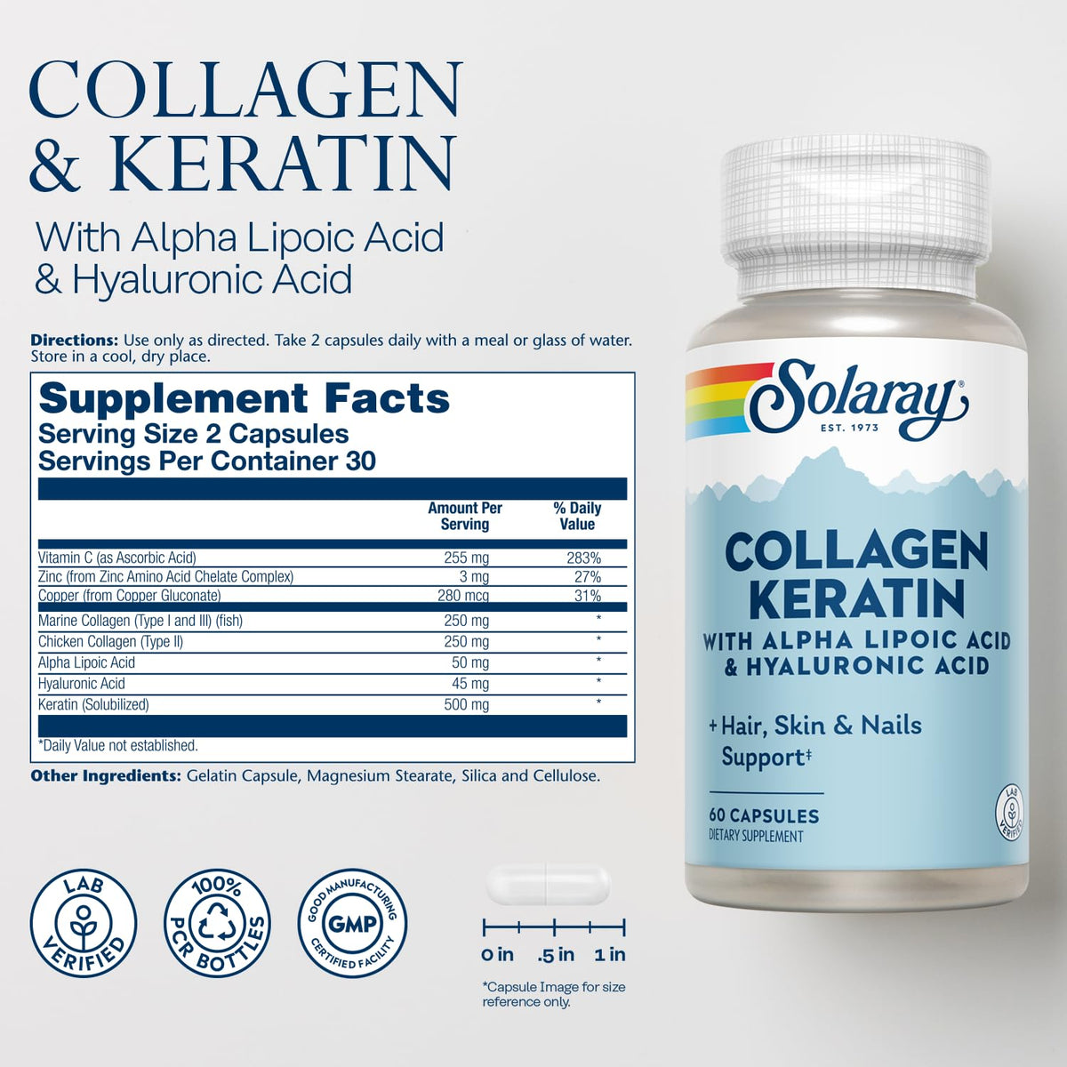SOLARAY Collagène Keratine ouverte, capsules visibles