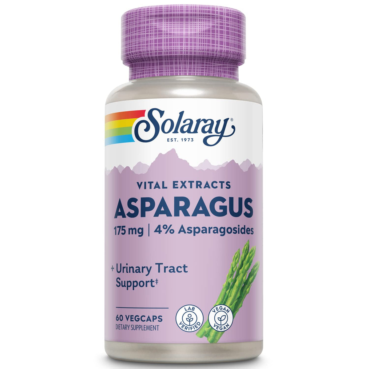 SOLARAY Complément Alimentaire Asperge 175 mg 60 Capsules Végétales vue de face