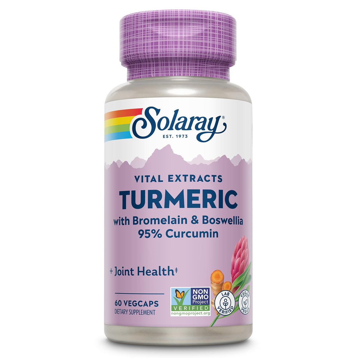 SOLARAY Complément Alimentaire Curcuma 95% Curcumine, vue de face