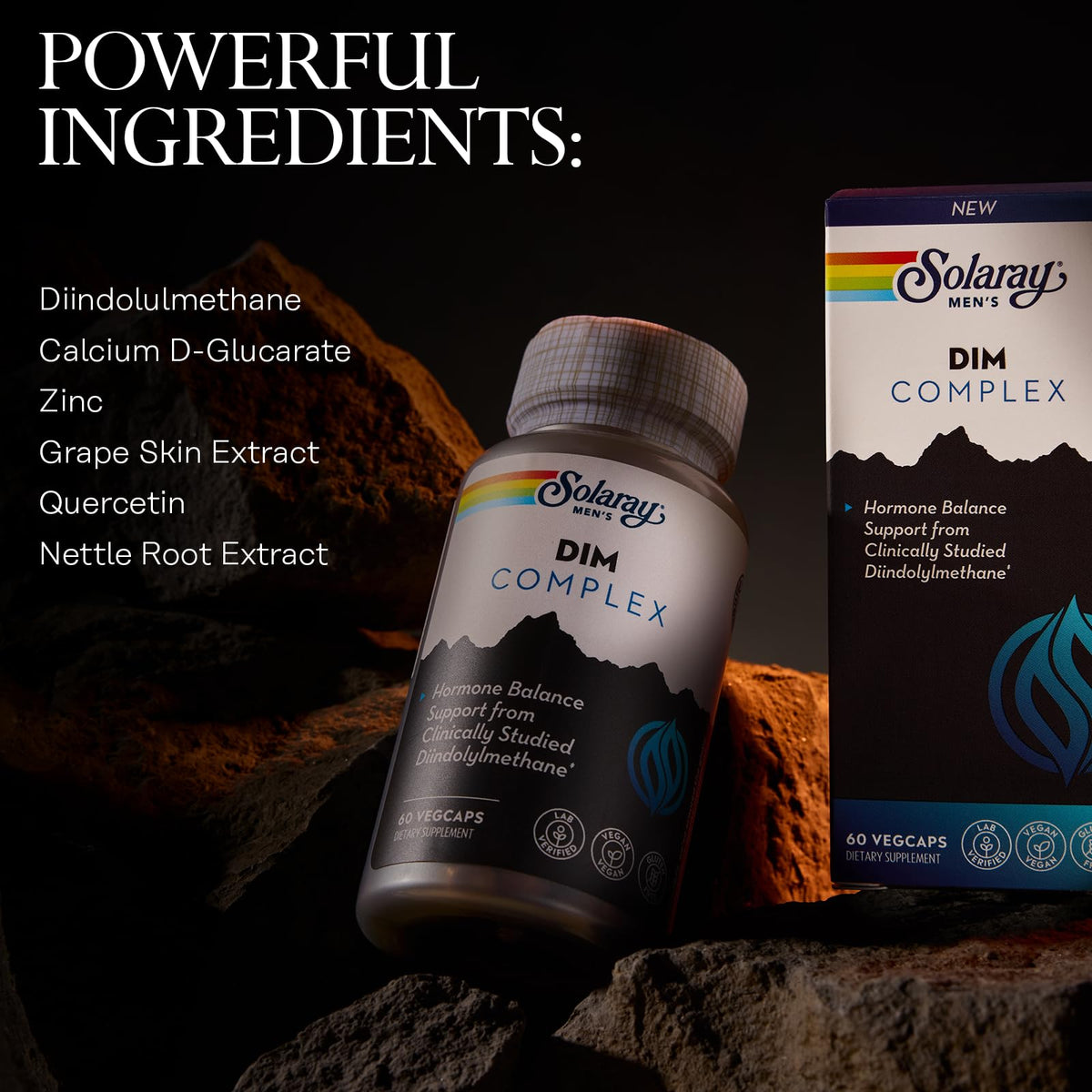 SOLARAY Complément DIM 200 mg bouteille vue de côté