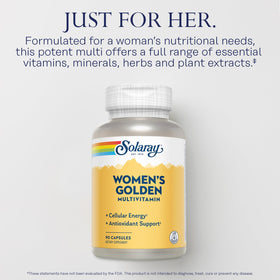 SOLARAY Complément Multivitaminé pour Femmes, vue arrière de l'emballage