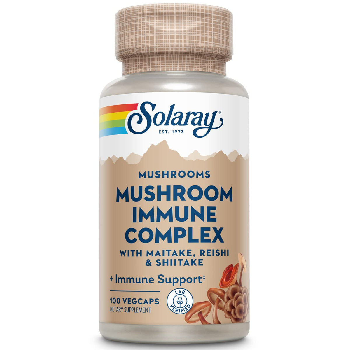 SOLARAY Complexe de Champignons Maitake, Reishi et Shiitake 100 Veg Caps - vue avant
