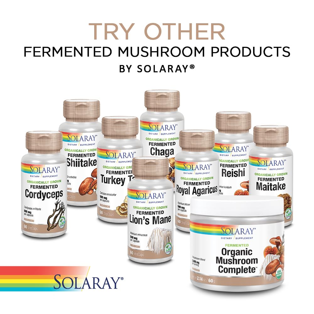 SOLARAY Complexe de Champignons - présentation du produit sur un fond neutre