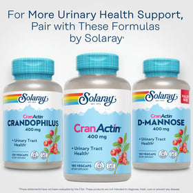 SOLARAY Cranactin 180 capsules végétales à côté d'un verre d'eau