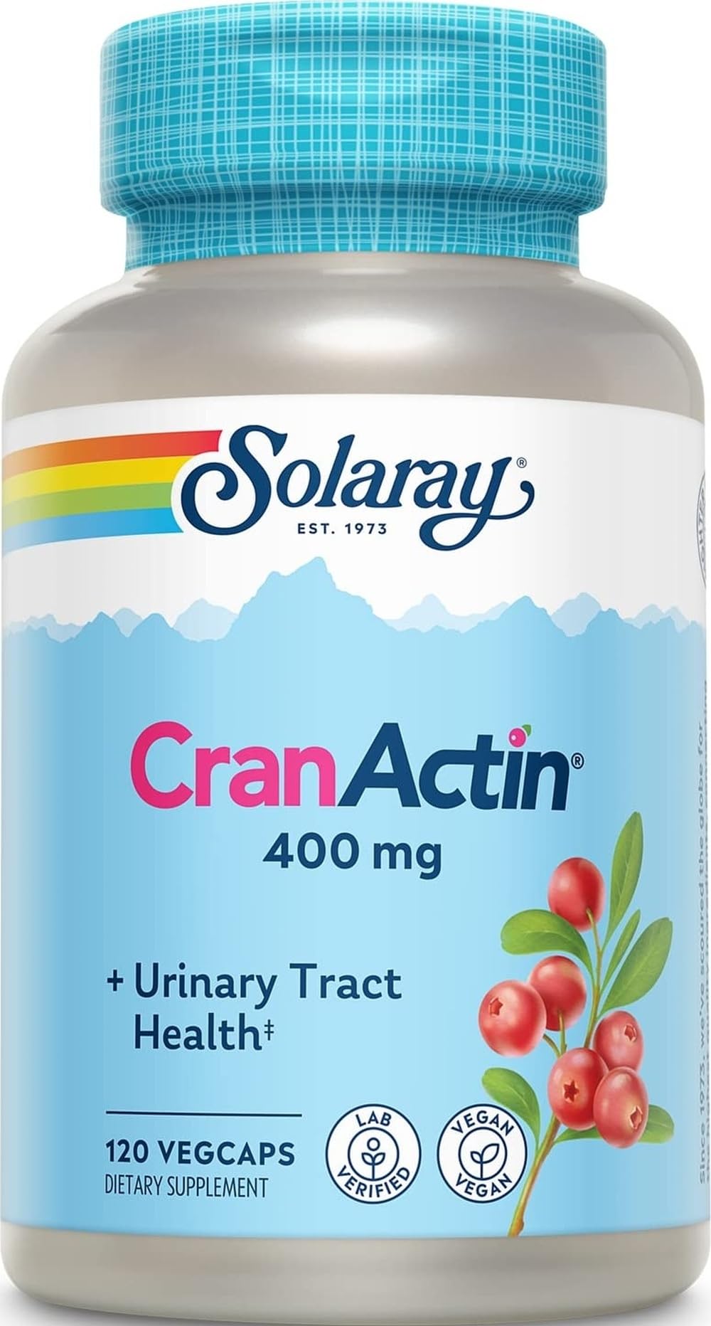 SOLARAY CranActin Extrait de Canneberge 400 mg 120 VegCaps vue de face