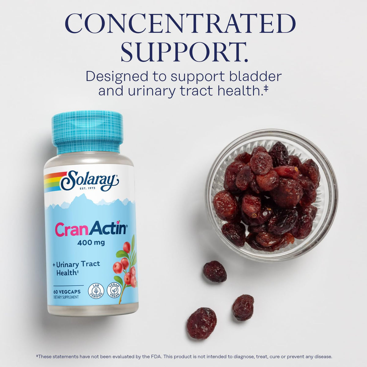 SOLARAY CranActin Extrait de Canneberge 400 mg étiquette du produit