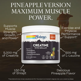 SOLARAY créatine avec Shilajit et L-leucine ingrédients