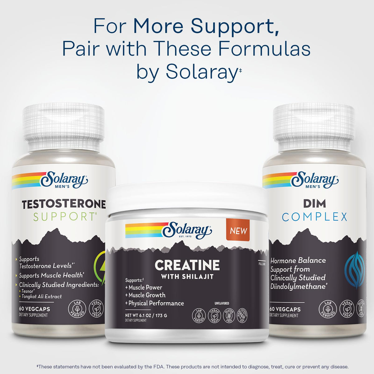 SOLARAY Creatine avec shilajit sur une surface en bois