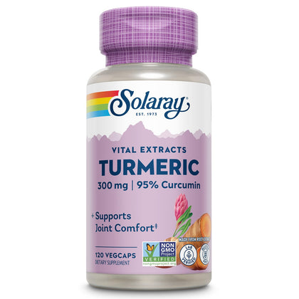 SOLARAY Curcuma 300 mg emballage avant avec étiquette colorée