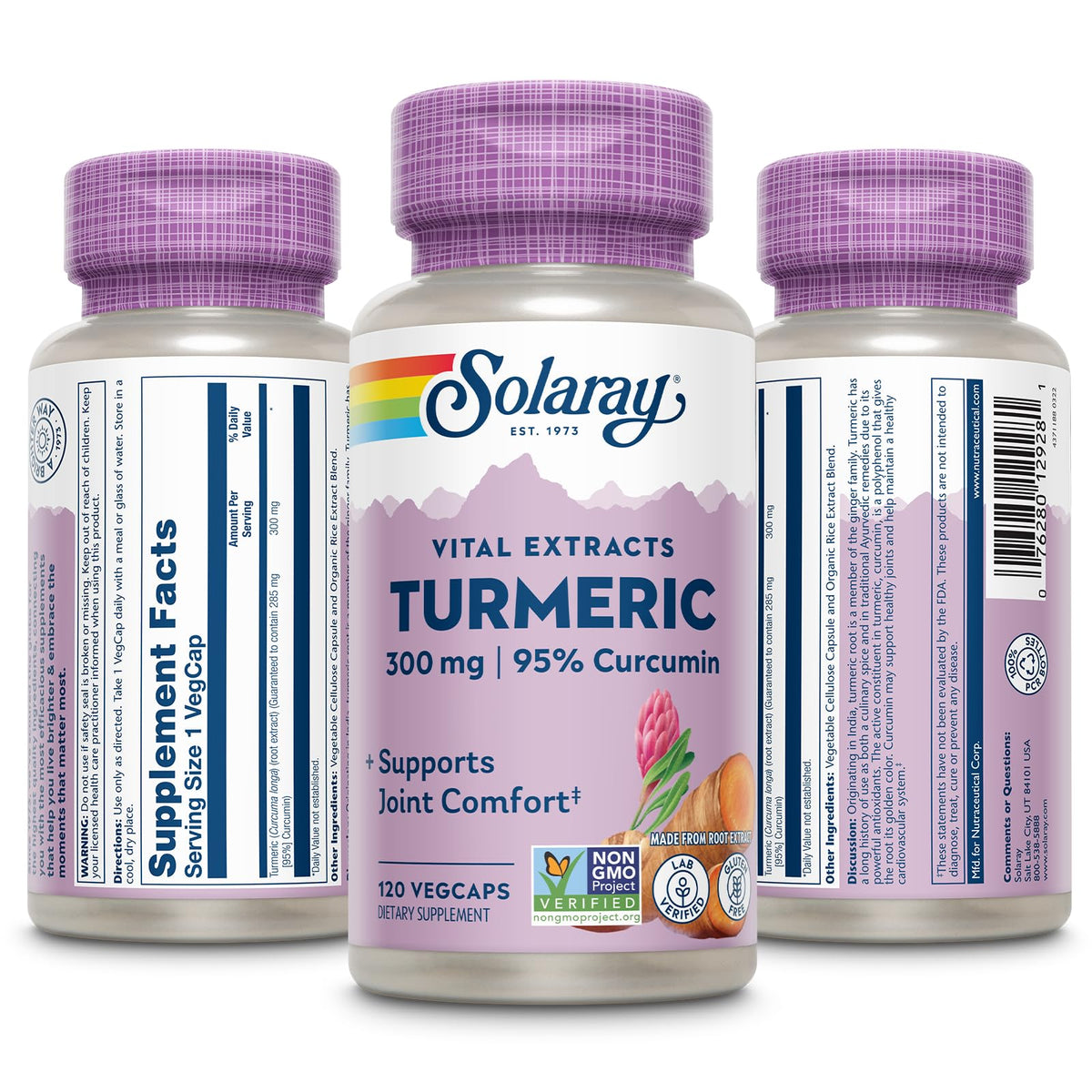 SOLARAY Curcuma 300 mg gélules dans une main