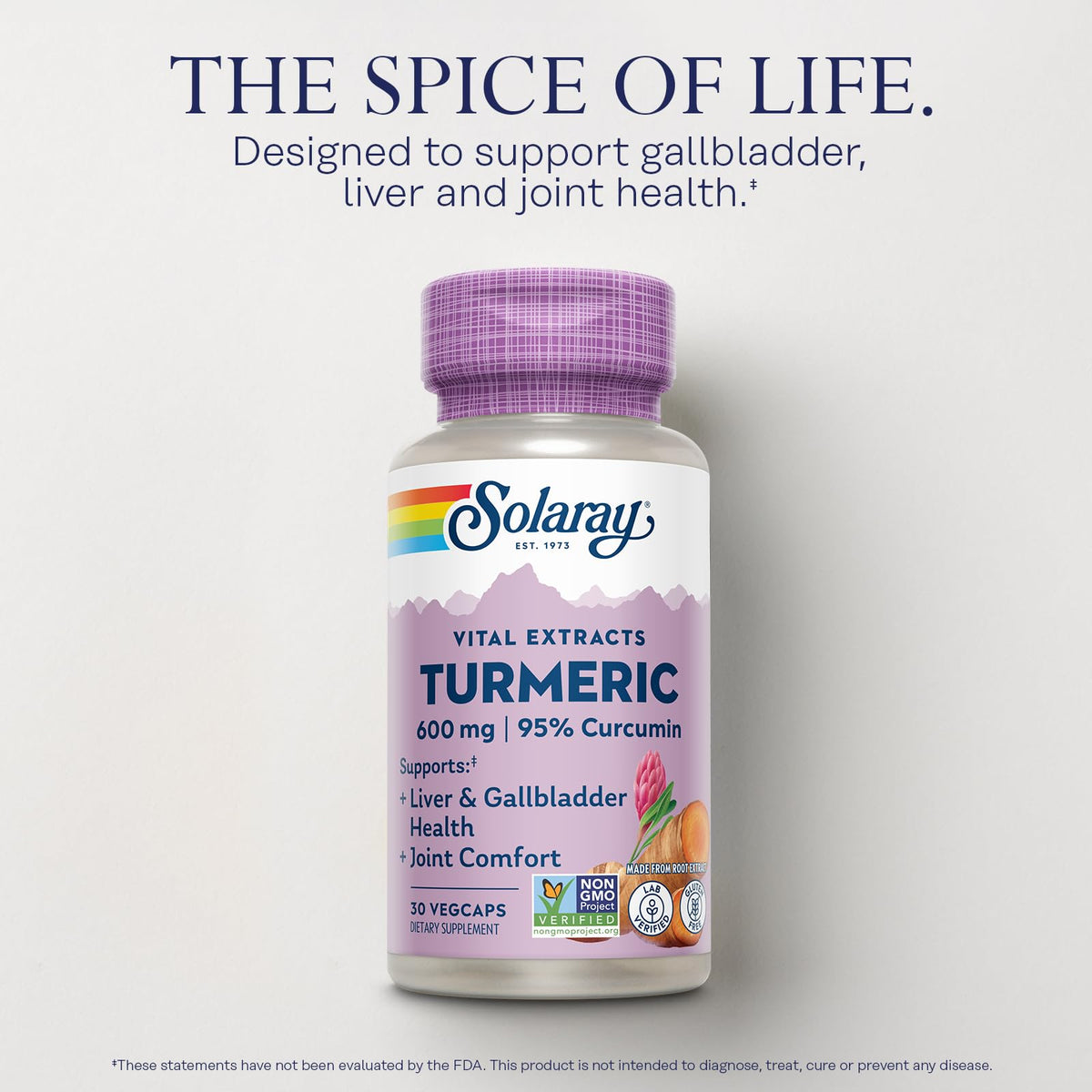 SOLARAY Curcuma 600 mg bouteille ouverte avec capsules