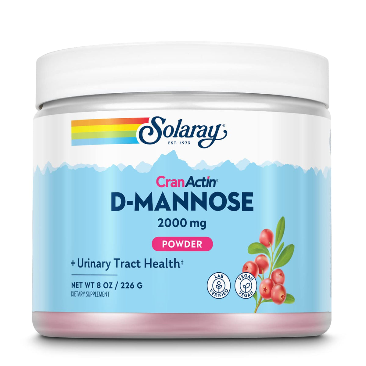 SOLARAY D-Mannose 2000 mg avec Extrait de Canneberge - vue avant