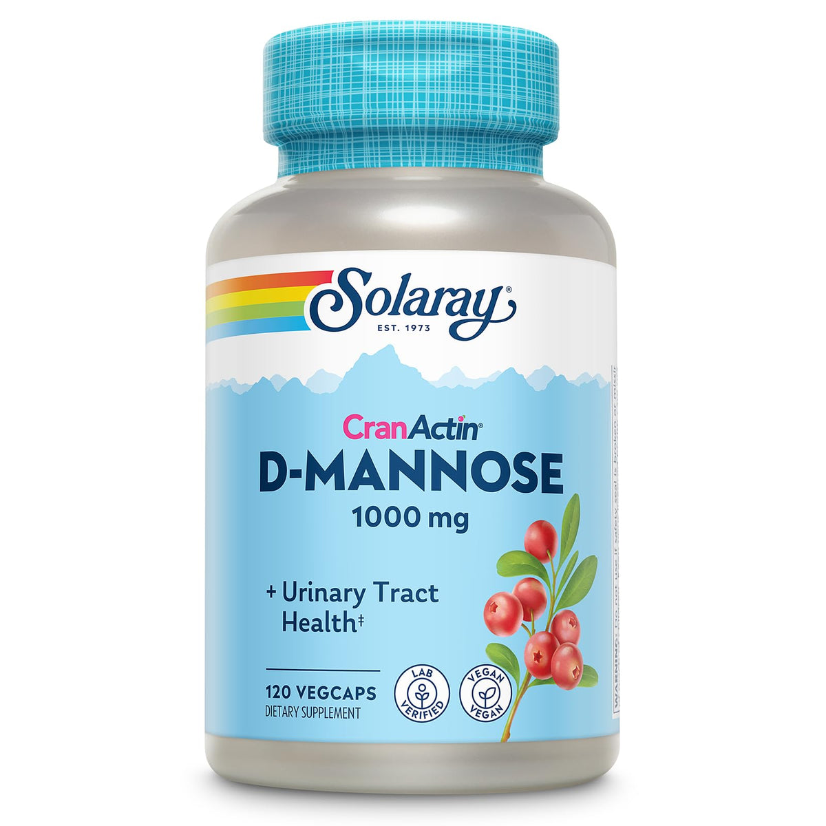 SOLARAY D-Mannose 400 mg avec CranActin 120 comprimés face avant