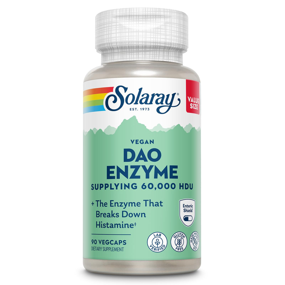 SOLARAY DAO Enzyme 60 000 HDU 90 VegCaps vue de face