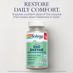 SOLARAY DAO Enzyme 60000 HDU 135 VegCaps capsules sur une surface