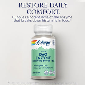 SOLARAY DAO Enzyme 60000 HDU 30 VegCaps côté avec étiquette