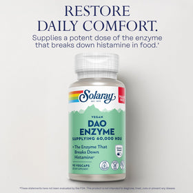 SOLARAY DAO Enzyme 90 VegCaps sur fond blanc