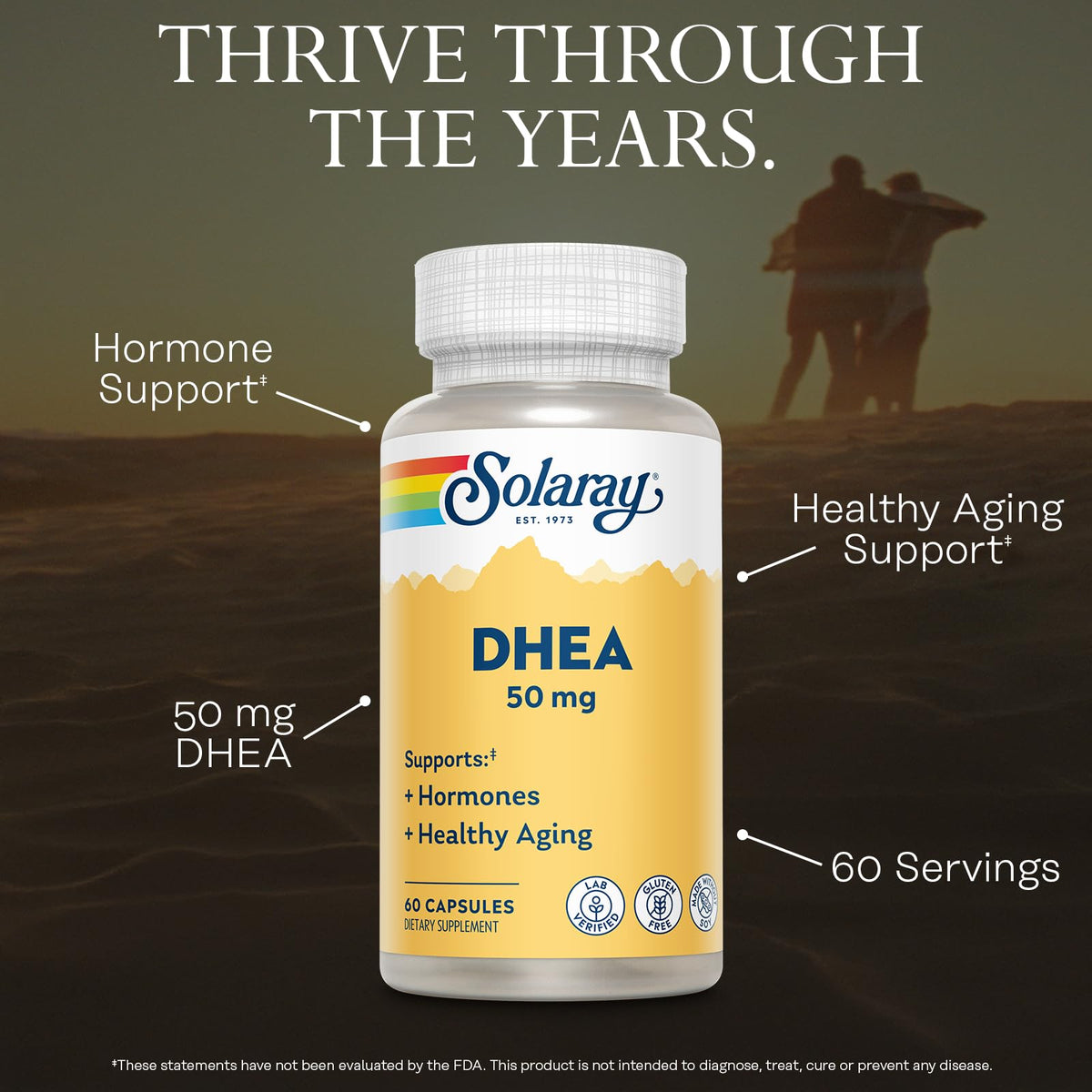 SOLARAY DHEA 50mg complément alimentaire flacon arrière