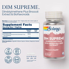 SOLARAY DIM 100 mg 60 VegCaps vue arrière avec informations nutritionnelles