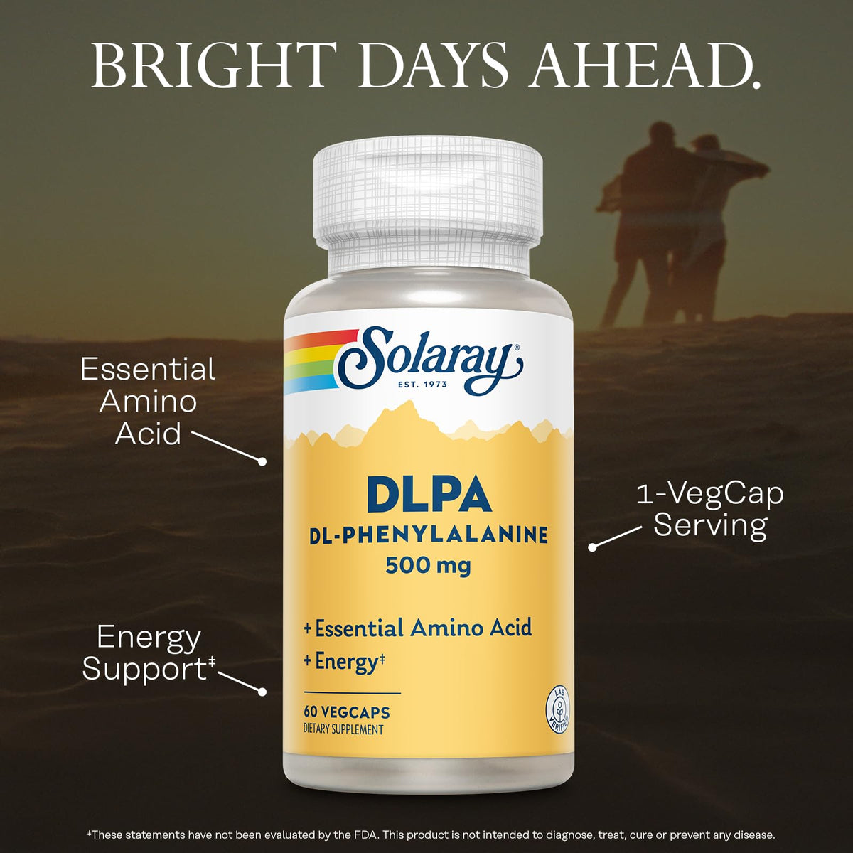 SOLARAY DL-Phenylalanine 500mg capsule végétale en gros plan