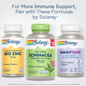 SOLARAY Echinacea 180 VegCaps avec ingrédients en arrière-plan
