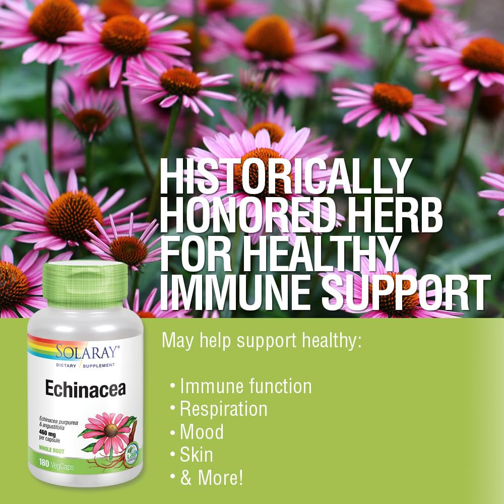 SOLARAY Echinacea 460 mg 180 VegCaps - gélules à l'intérieur
