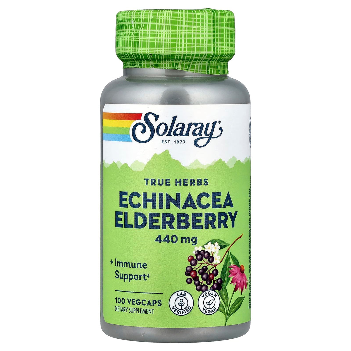 SOLARAY Échinacée et Sureau 440 mg capsules végétales vue avant