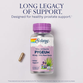 SOLARAY Extrait d'Écorce de Pygeum 100mg côté arrière de l'emballage