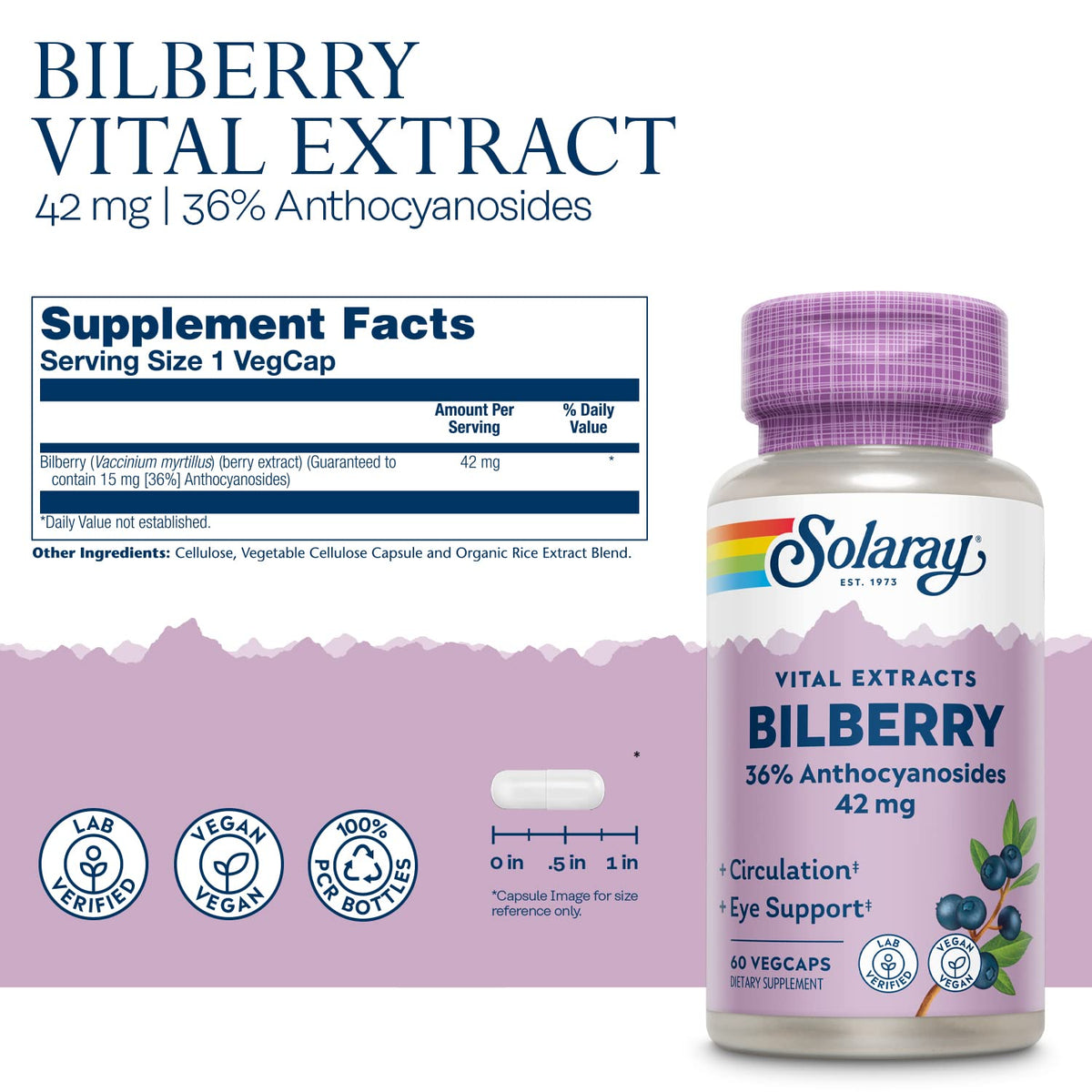 SOLARAY Extrait de Baie de Myrtille 42 mg composition des capsules